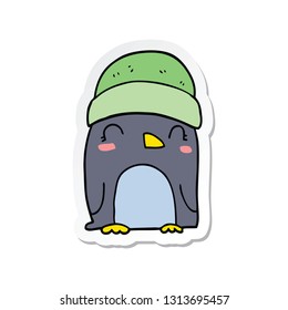 sticker of a cute cartoon penguin