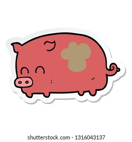 sticker of a cute cartoon pig