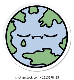 sticker of a cute cartoon planet earth