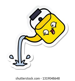 sticker of a cute cartoon pouring kettle