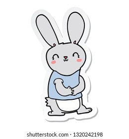 sticker of a cute cartoon rabbit