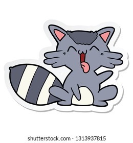 sticker of a cute cartoon raccoon