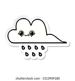 sticker of a cute cartoon rain cloud