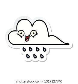 pegatina de una linda nube de lluvia de dibujos animados