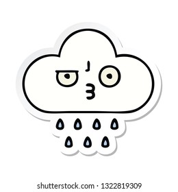 sticker of a cute cartoon rain cloud