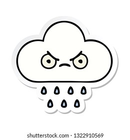 sticker of a cute cartoon rain cloud