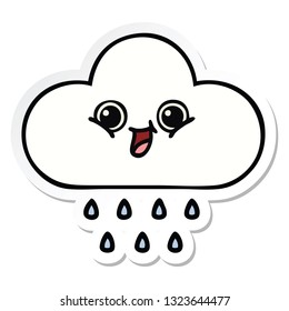 pegatina de una linda nube de lluvia de dibujos animados