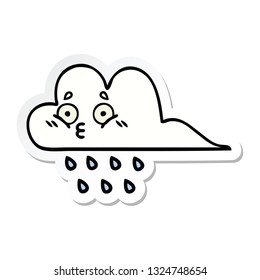 pegatina de una linda nube de lluvia de dibujos animados