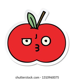 sticker of a cute cartoon red apple