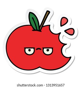 sticker of a cute cartoon red apple