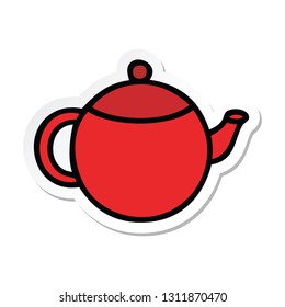 sticker of a cute cartoon red tea pot