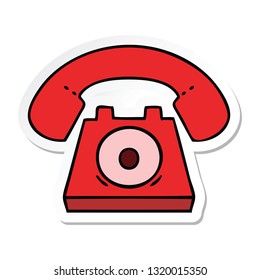 sticker of a cute cartoon red telephone