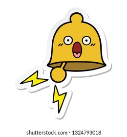 sticker of a cute cartoon ringing bell