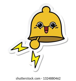 sticker of a cute cartoon ringing bell