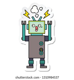 sticker of a cute cartoon robot
