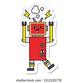 sticker of a cute cartoon robot
