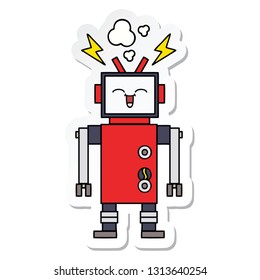 sticker of a cute cartoon robot