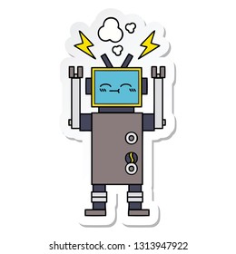 sticker of a cute cartoon robot