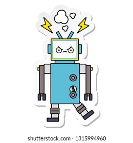 sticker of a cute cartoon robot