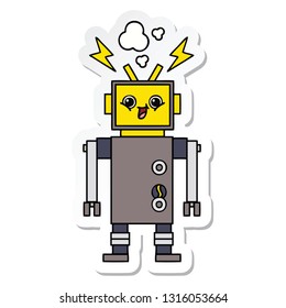 sticker of a cute cartoon robot