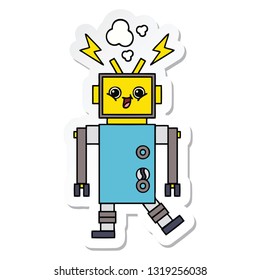 pegatina de un lindo robot de dibujos animados
