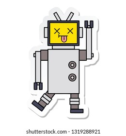 sticker of a cute cartoon robot