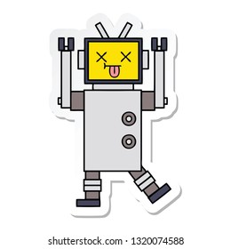 pegatina de un lindo robot de dibujos animados