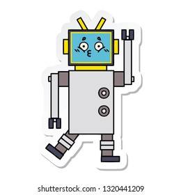 sticker of a cute cartoon robot