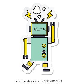 sticker of a cute cartoon robot