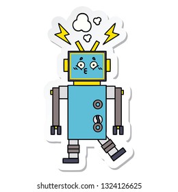 sticker of a cute cartoon robot