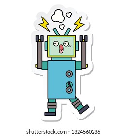 sticker of a cute cartoon robot
