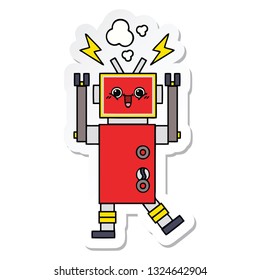 pegatina de un lindo robot de dibujos animados