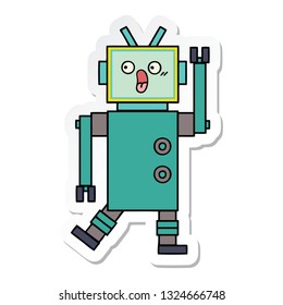 pegatina de un lindo robot de dibujos animados