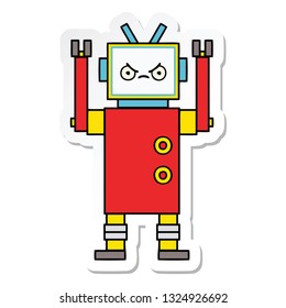 pegatina de un lindo robot de dibujos animados
