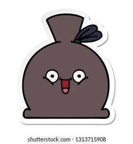 sticker of a cute cartoon sack