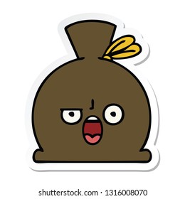 sticker of a cute cartoon sack
