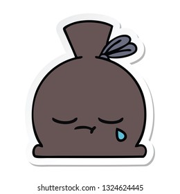pegatina de un lindo saco de dibujos animados