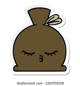 pegatina de un lindo saco de dibujos animados