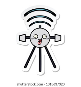 sticker of a cute cartoon satellite