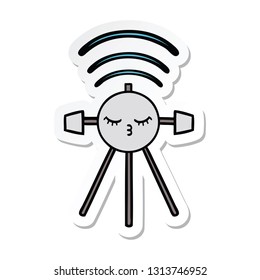 sticker of a cute cartoon satellite