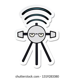 sticker of a cute cartoon satellite