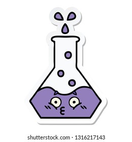 sticker of a cute cartoon science beaker