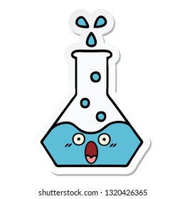 sticker of a cute cartoon science beaker