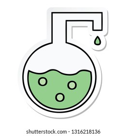 sticker of a cute cartoon science experiment