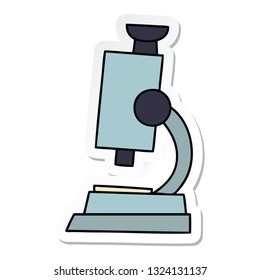 pegatina de un lindo microscopio científico de dibujos animados