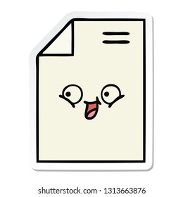 sticker of a cute cartoon sheet of paper 