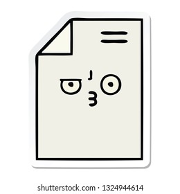 sticker of a cute cartoon sheet of paper 