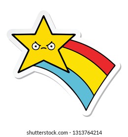 sticker of a cute cartoon shooting rainbow star