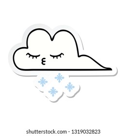 sticker of a cute cartoon snow cloud