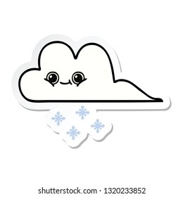sticker of a cute cartoon snow cloud